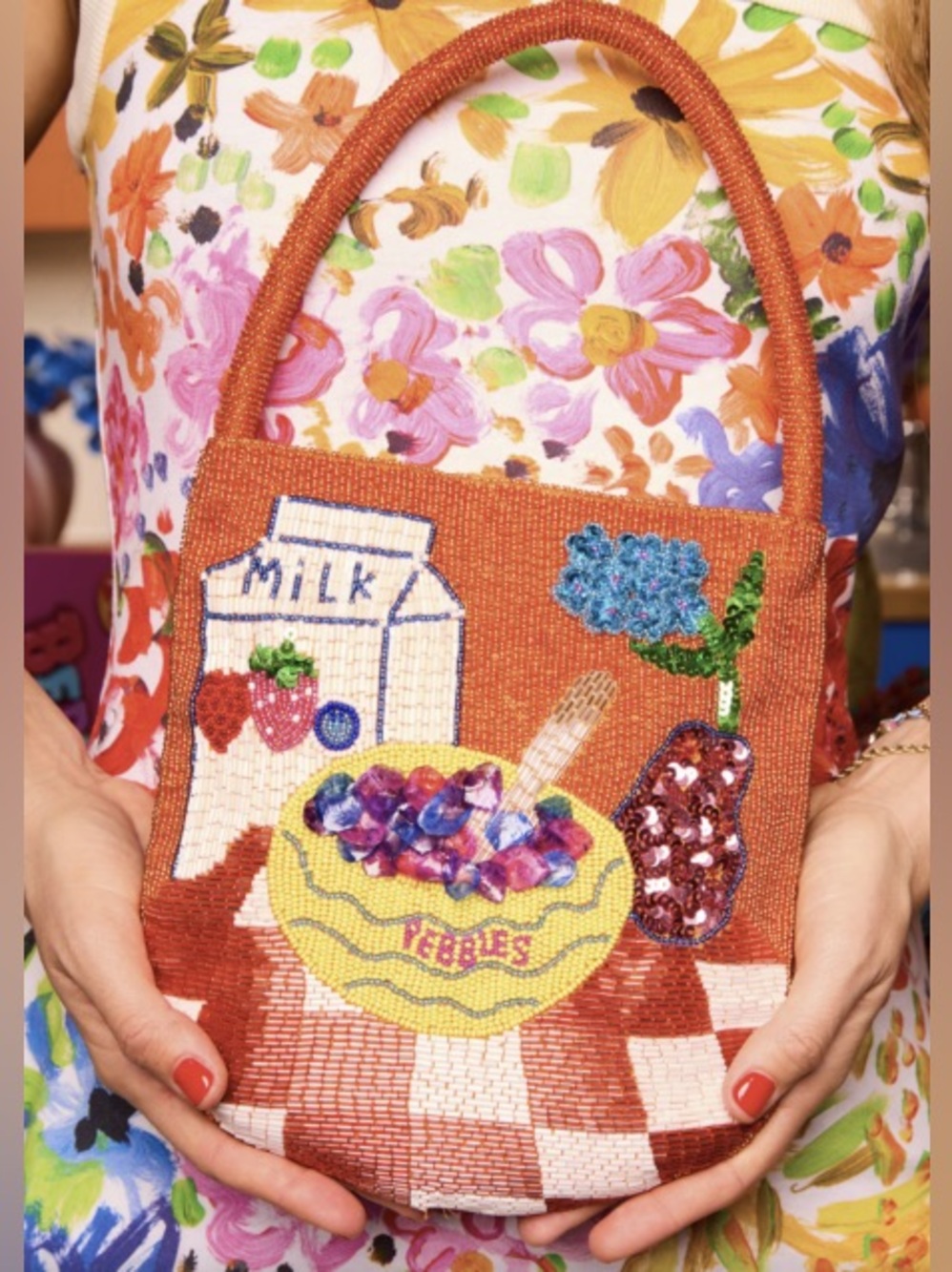 SUSAN ALEXANDRA Berry pebbles cereal collab beaded handbag - Picture 2 of 2